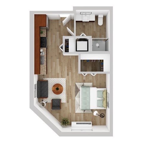 Floor plan for studio, 1 bath, 473 sqft